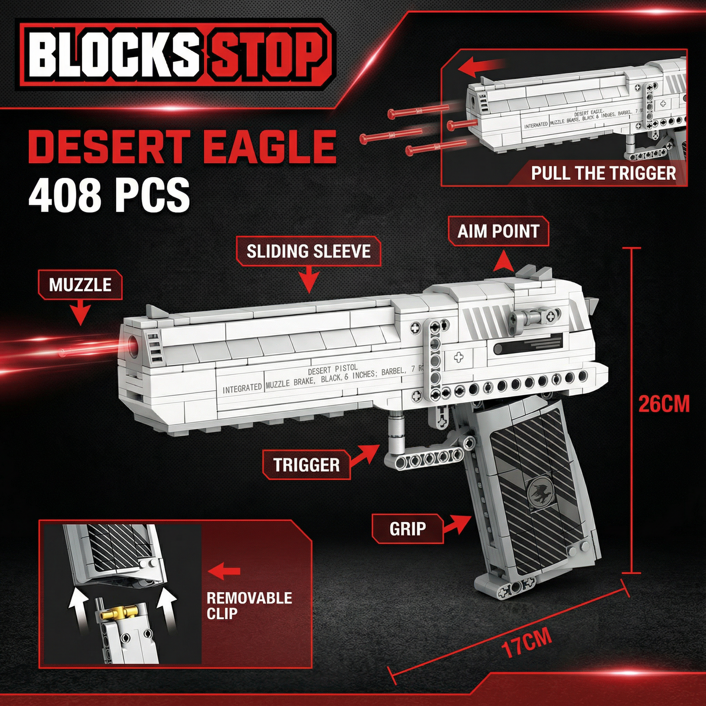 BlocksStop™ Functional Desert Eagle 408 PCS