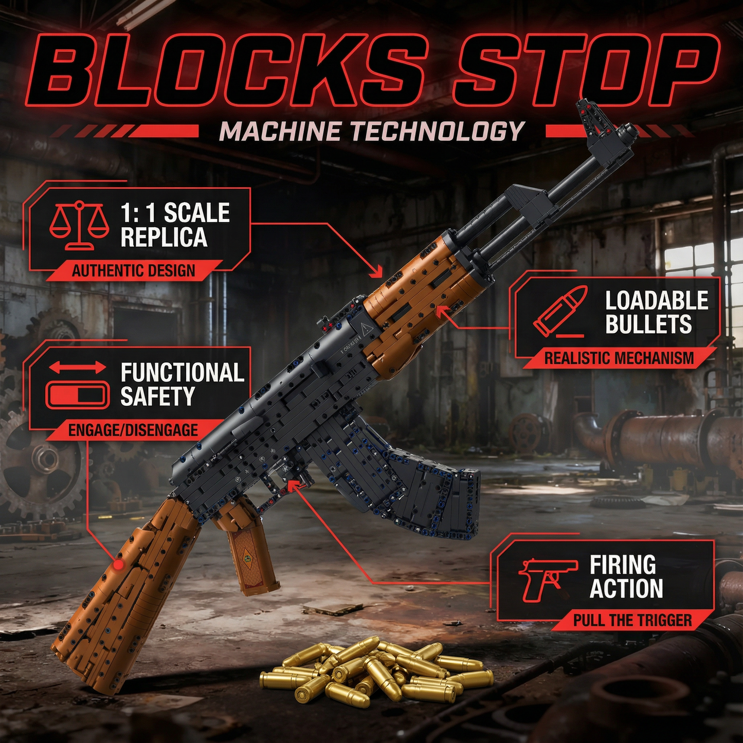 BlocksStop™ Functional AK-47 1200+ PCS